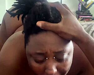 A Sloppy Ebony Blowjob Overlooks the View