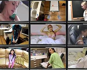 hey doc don't tell i CUM on the clock spreading shaved pussy - rina arem