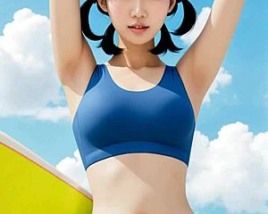 sweet asian models tease in lingerie panties barefoot