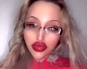 Russian Glasses Fetish Babe With Huge Lips Teases In Lipstick Frenzy