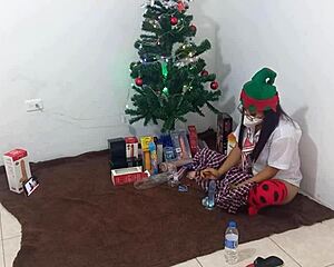 MATURE STUDENT SLAMS DILDO ON CLIT! Christmas Spotlight Slut Masturbation