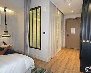 horny milf nina dolci catches bellboy stroking then rides his monster cock doggystyle cowgirl deepthroat