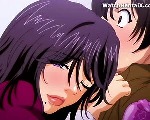 Anime Hentai Student Licks Curvy Mature Women's Big Tits Outdoors