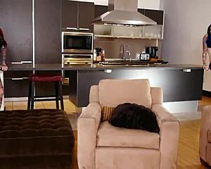 jenevieve hexx and vinyl vixen slobber on monster cocks then swap and swallow cum