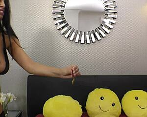 Kira Queen grabs porno Dan's monster cock for a sloppy bed blowjob punishment.