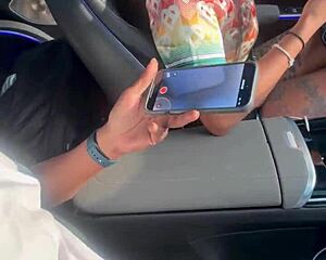 girl strokes big black cock in public car ride