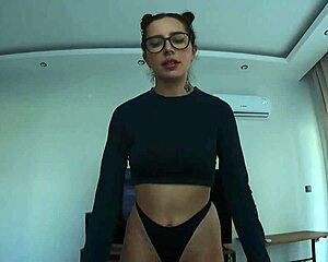 step sister slurps cock desperately for quick cumshot