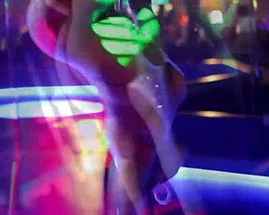 Twerking stirs deep excitement shaking ass on night club dance floor