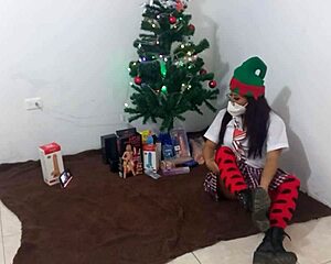 MATURE STUDENT SLAMS DILDO ON CLIT! Christmas Spotlight Slut Masturbation