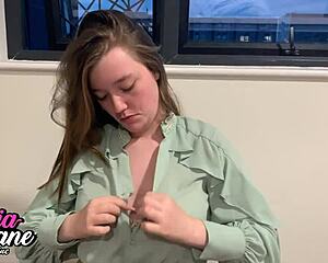 Gorgeous British 18yo curvy slut sucks old cock facial cum play 😍🍆💦