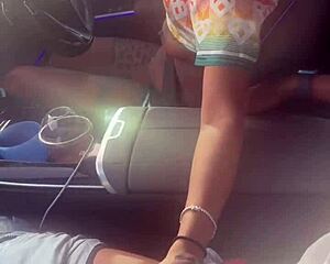 girl strokes big black cock in public car ride