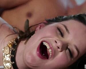 hey jenna's cuffed up tight and taking that monster cock deep