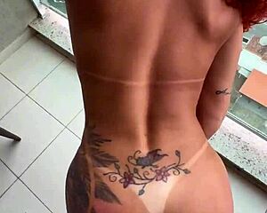 Brazilian Stud Hammers Japanese Pussy on Hotel Balcony POV