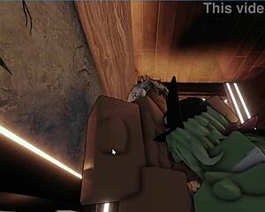 hot girl in tight jeans bends over for deep cock thrusts right through the ripped denim crotch