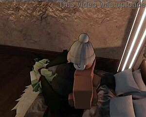 hot girl in tight jeans bends over for deep cock thrusts right through the ripped denim crotch