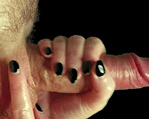 experienced blonde milf and teen neighbor girl give oiled two-hand monster cock massage handjob on bed