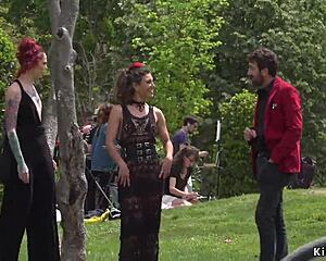 Alt mistress binds flashes and fucks spanish babe publicly in outdoor disgrace