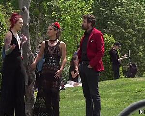 Alt mistress binds flashes and fucks spanish babe publicly in outdoor disgrace