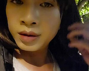 ting xuan sneaks outdoors pees freely drops panties masturbates in park