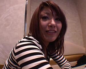 cutie asian brunette rides cowgirl then creampie dessert ends her