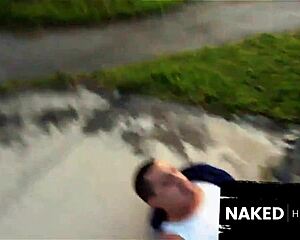 college soccer star with big ass and tiny waist bends over for black monster cock