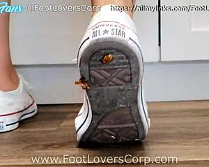 daisy crushes bugs unaware in socks then barefoot giantess fetish foot crush
