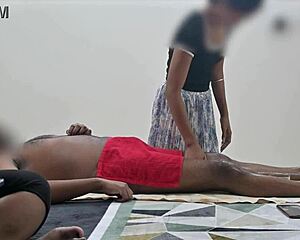 client enjoys relaxing massage turning into happy ending with flashing tease