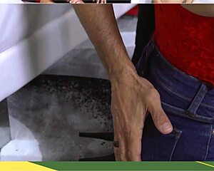 horny old man catches slutty fiona frost sucking stepbro's monster cock in bedroom threesome!