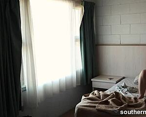 pov strap-on fun with that shaved lesbian hottie getting fingered wet