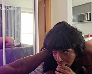 Black gay lover barebacks ass through see-through sheer in homemade interracial pounding with juicy cum finish