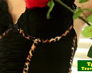 check out ladyboy ning's tight ass in corset fishnets heels spreading wide