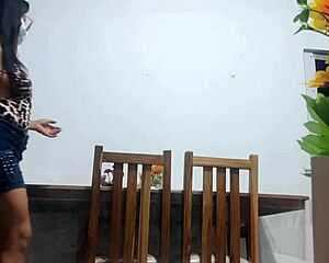 filming this curvy latina restaurant whore getting fucked hard in miniskirt