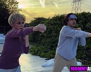 yo karate stepmom takes young cock deep in her milf ass hardcore!