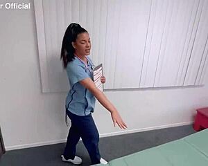 hot curvy latina nurse maya farrell milks massive cum sample from patient