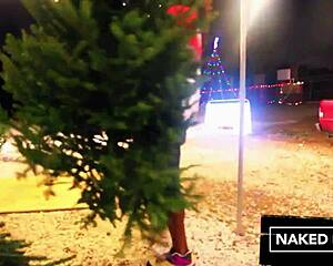 yo jayla foxx's fat ebony ass rides monster cock at christmas tree lot 🍑🎄🔥