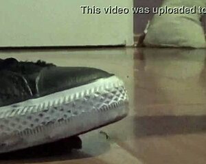 Giantess clayman stomps fetish crush under huge tall feet