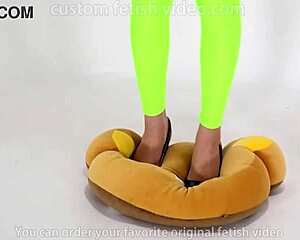 check out these beautiful legs stepping on cushion in high heels fetish fun