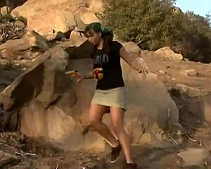 ever had cleanup after outdoor fun turn into a steamy brunette threesome like this?