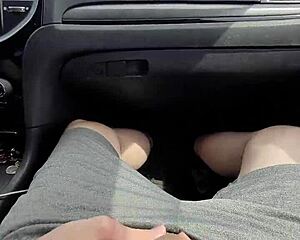 aww i gave him public car handjob till cumshot in my mouth