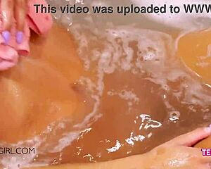 New brunette teen casting interview on sofa