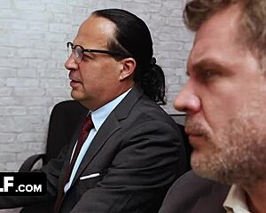 Hot MILF Seduces Detectives with Tight Body Then Gets SPIT-ROASTED in Interrogation Parody