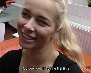 blonde teen, stop fighting your bf and take this stranger's cash for sex!