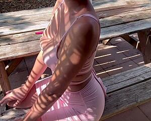 italian milf artemisia love flaunts her big tits and perfect body outdoors in florida with a smoke