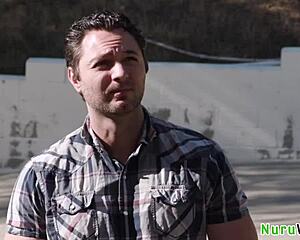 hey check this sensual teen masseuse pouring nuru gel naked