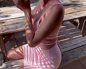 italian milf artemisia love flaunts her big tits and perfect body outdoors in florida with a smoke