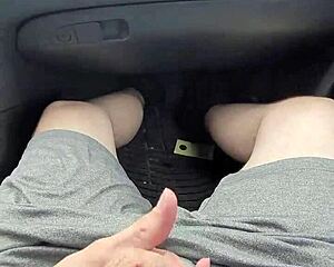 aww i gave him public car handjob till cumshot in my mouth