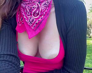 damn italian milf artemisia love's huge natural tits bounce outdoor solo fetish naked