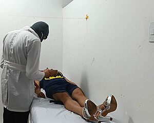 Kinky doctor sneaks in office strokes huge cock watching hot patient 😈💦🔥 gets messy quick