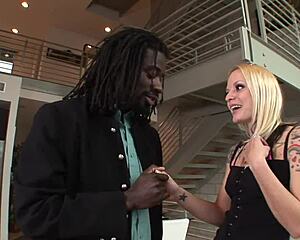 fishnet blonde faye runaway gapes shaves rides black monster cock deep in tattooed asshole