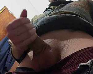 i hear rain pattering as i stroke my monster cock in bathroom